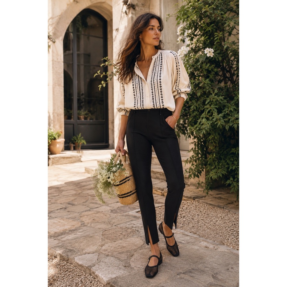 NWT Amadi Slim Ankle Pants Women M Black‎ High Rise Split Hem Anthropologie